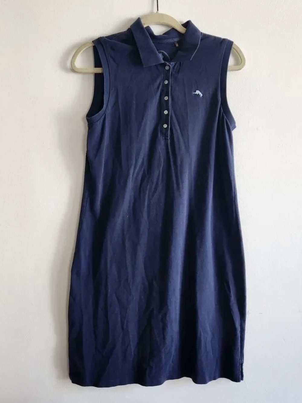 Sleeveless Polo Dress in Navy with Subtle Logo